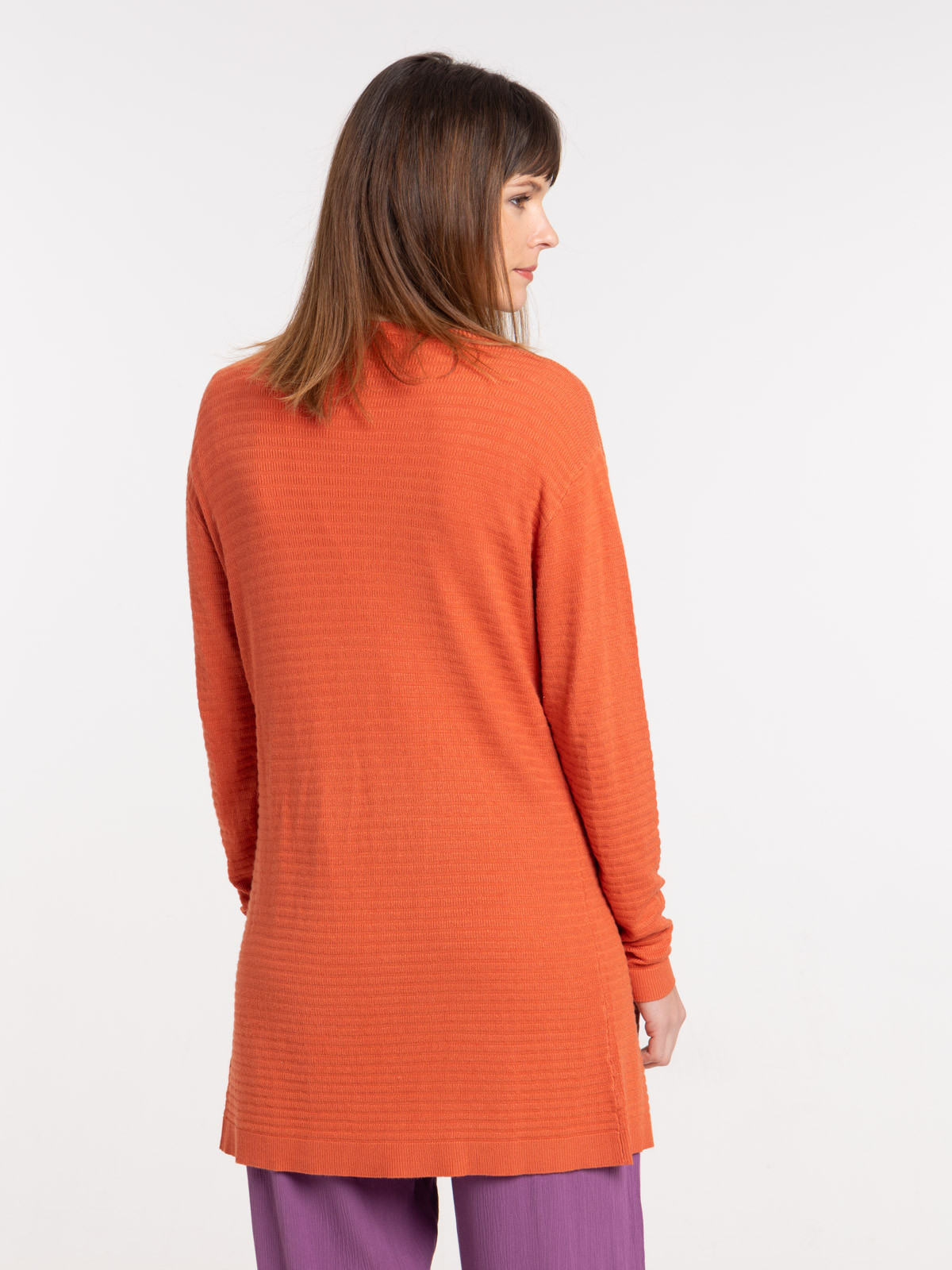 Gilet long ouvert épices femme