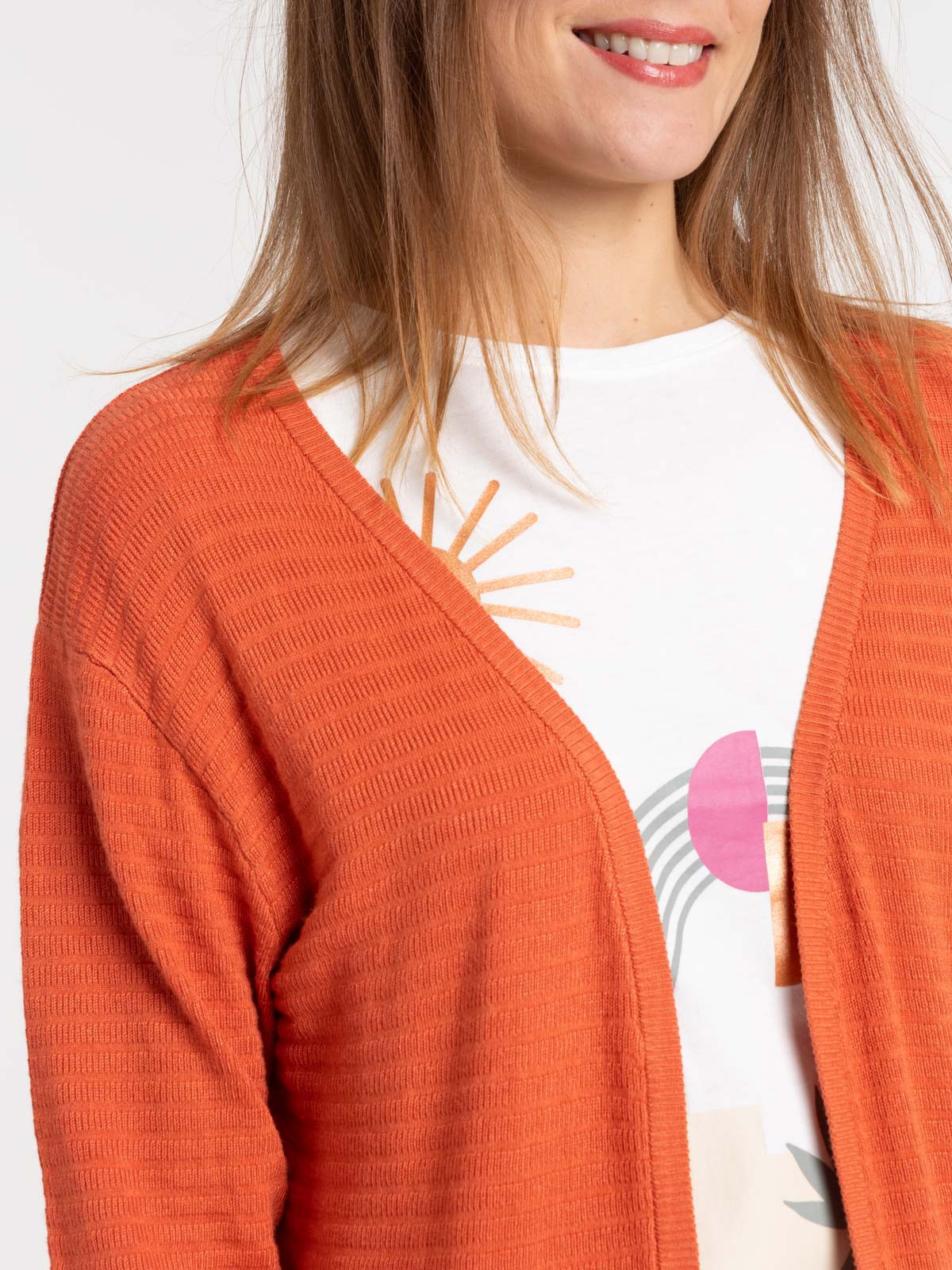 Gilet long ouvert épices femme