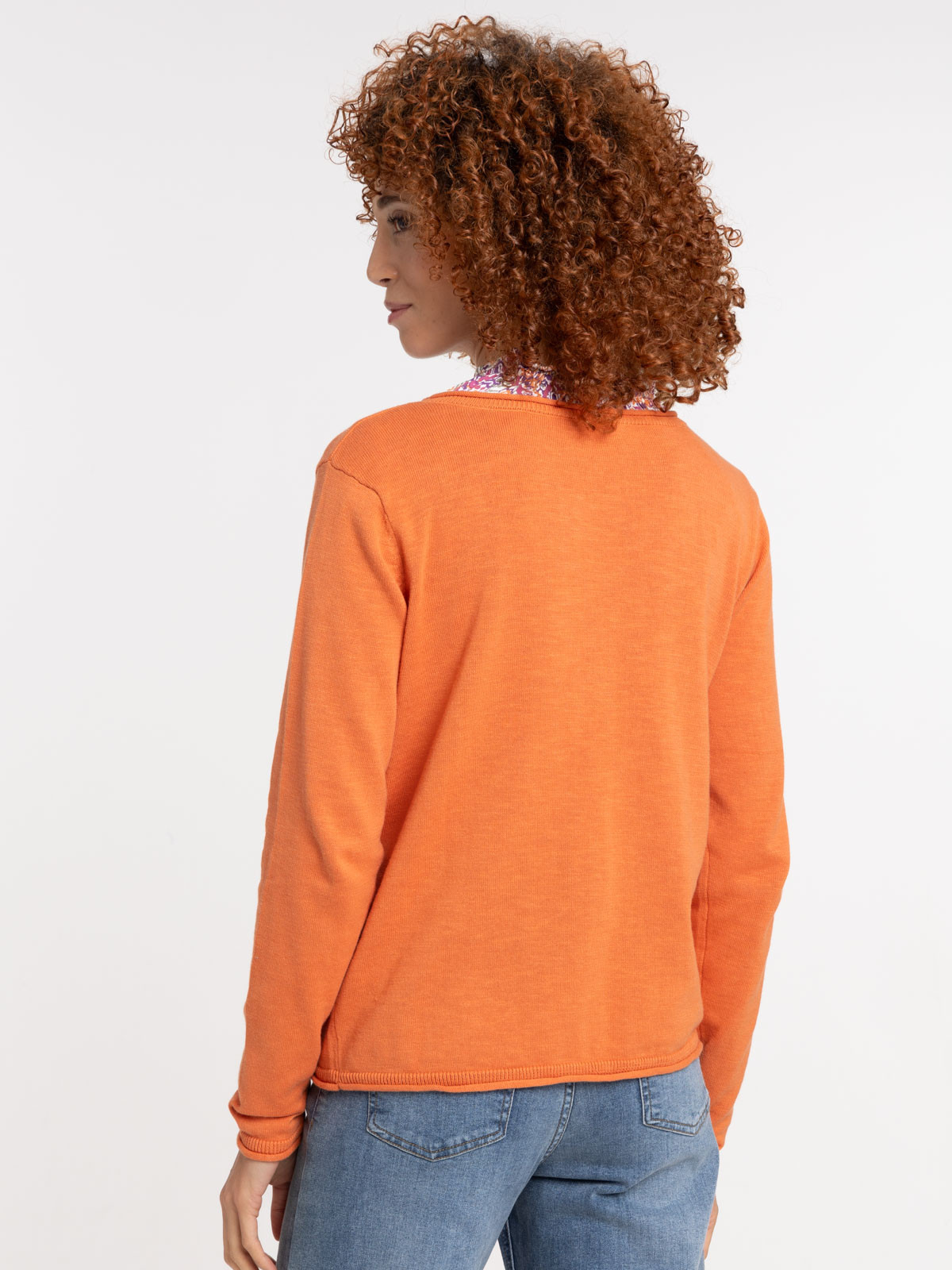 Gilet col V orange grisé femme Gilet col V orange grisé femme