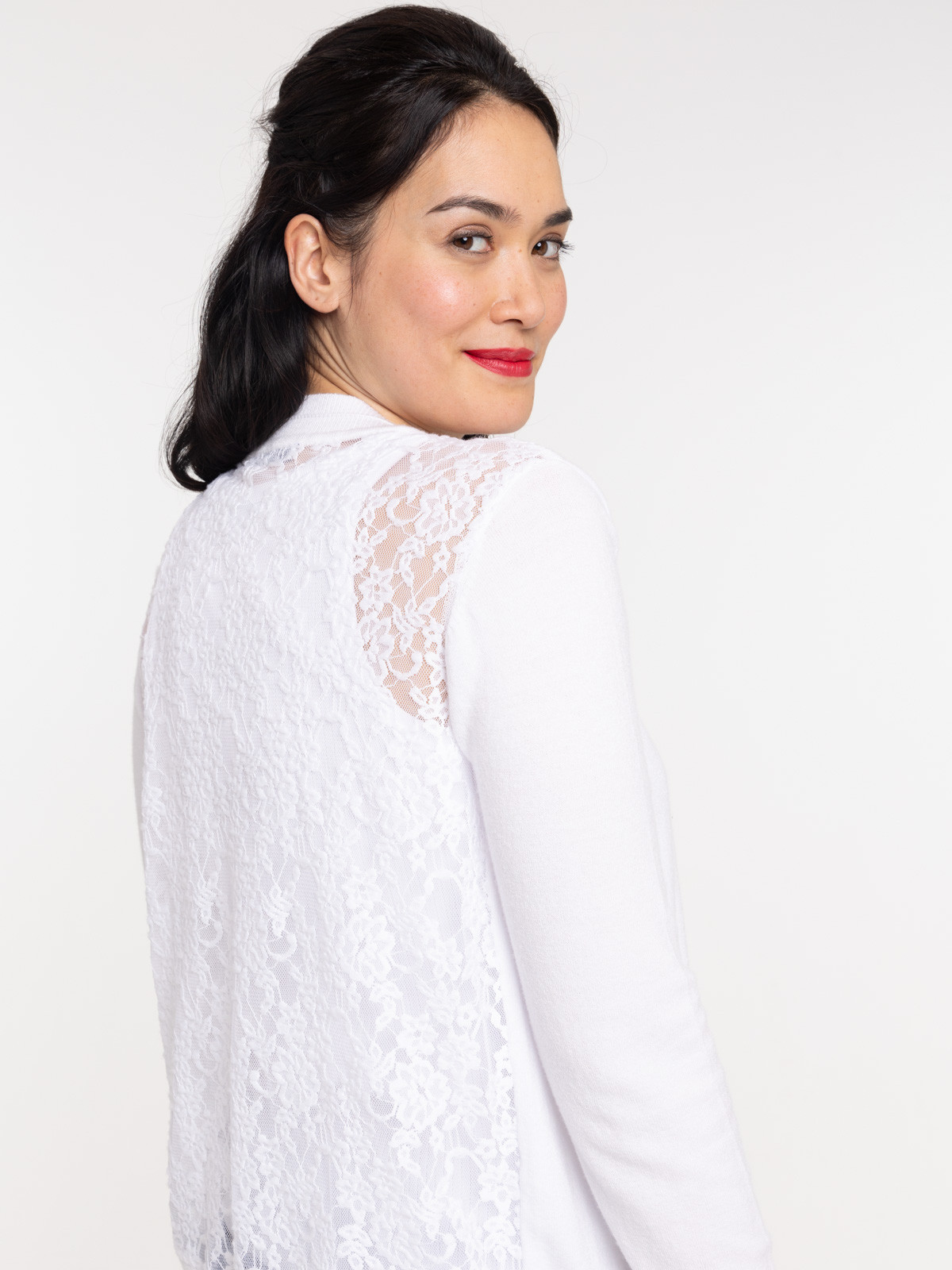 Gilet blanc dentelle dos femme
