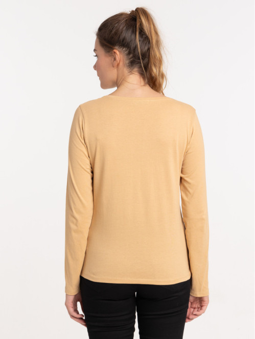 Tee-shirt col rond moka femme