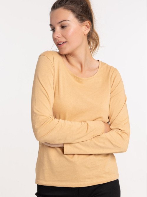 Tee-shirt col rond moka femme
