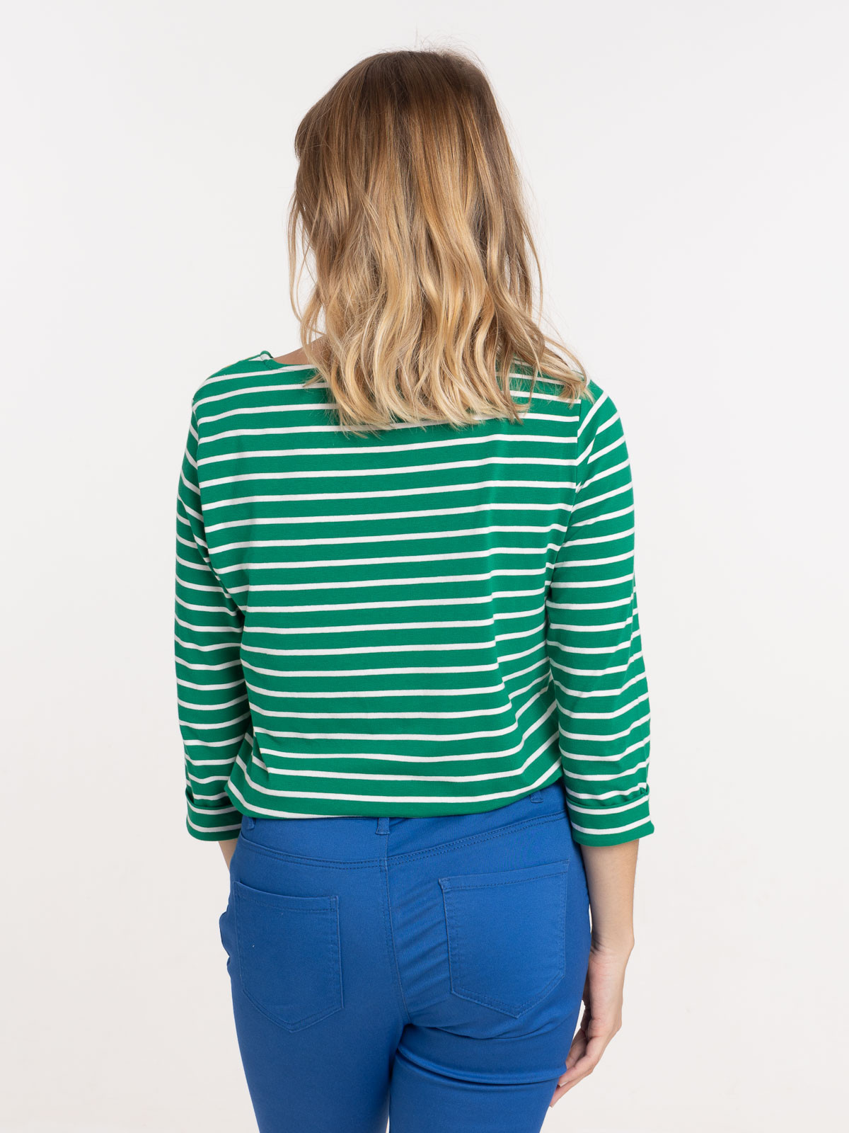 Tee-shirt boutons épaules rayé femme