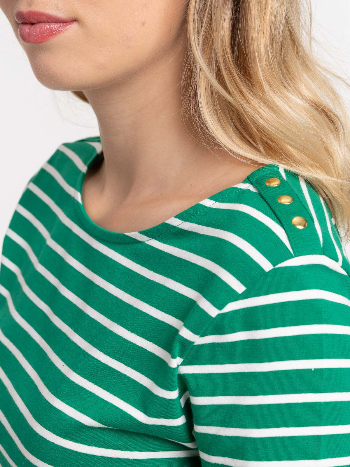Tee-shirt boutons épaules rayé femme