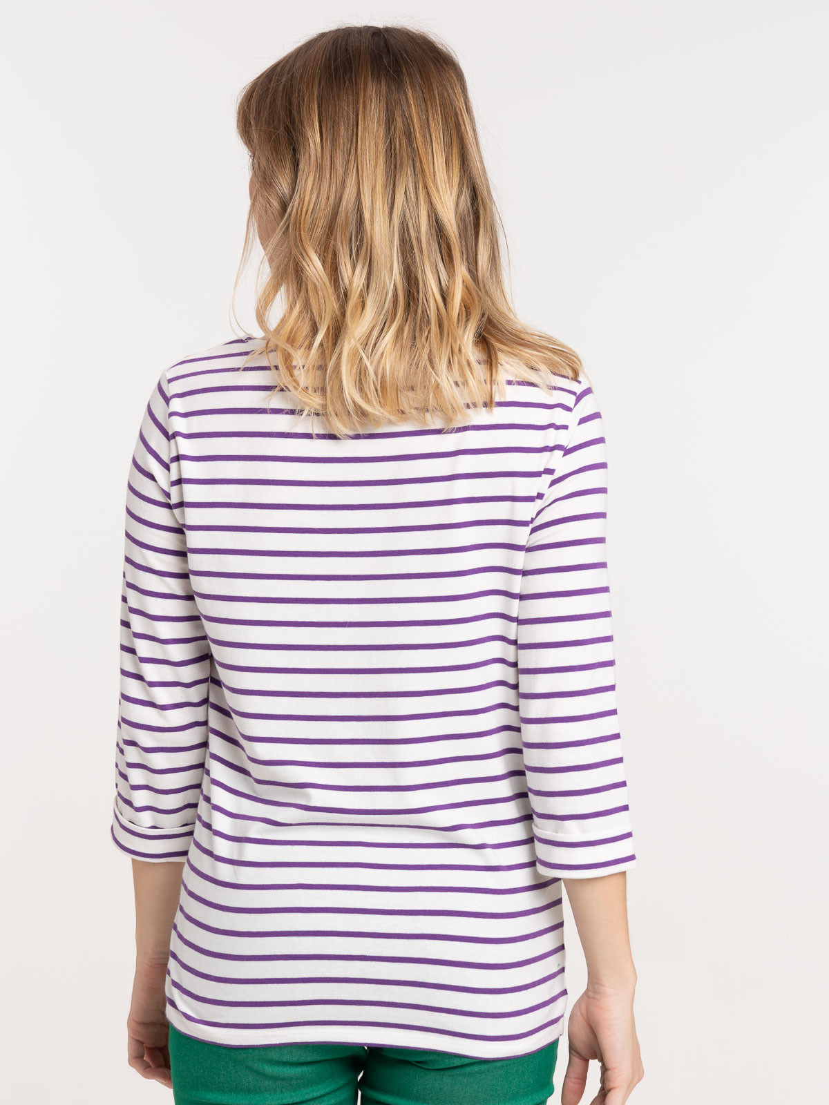 Tee-shirt rayé boutons épaules femme Tee-shirt rayé boutons épaules femme