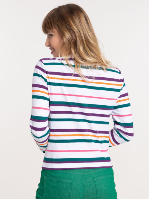 T-shirt rayures multicolores femme