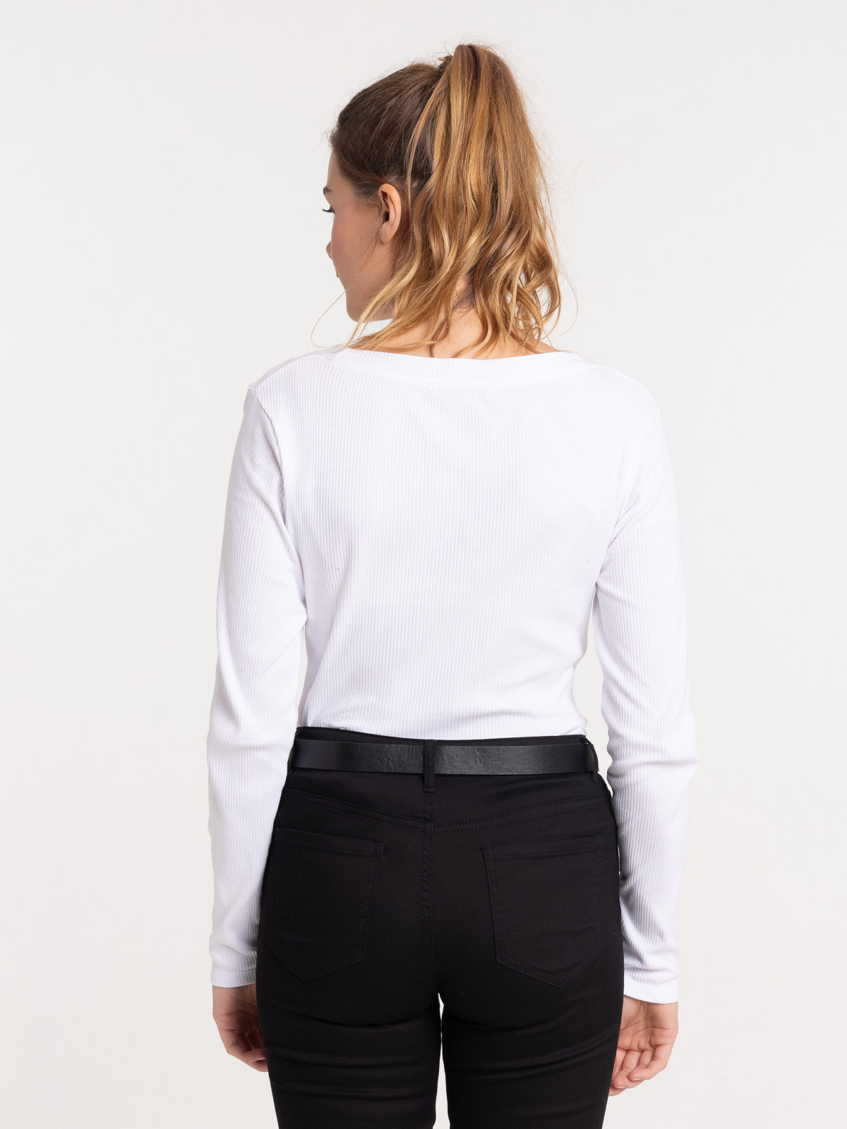 T-shirt côtelé manches longues femme