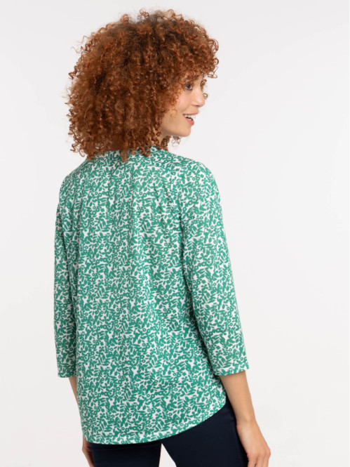 T-shirt vert bosphore fleurie femme T-shirt vert bosphore fleurie femme
