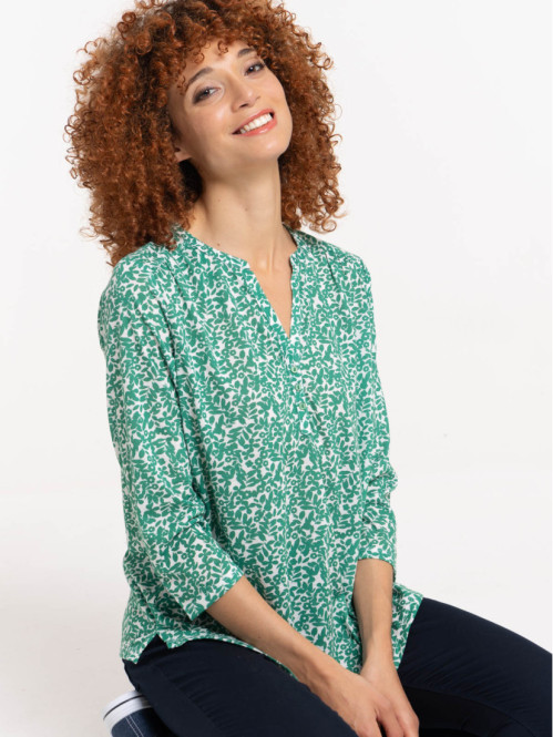 T-shirt vert bosphore fleurie femme T-shirt vert bosphore fleurie femme
