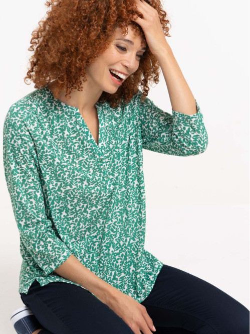 T-shirt vert bosphore fleurie femme T-shirt vert bosphore fleurie femme