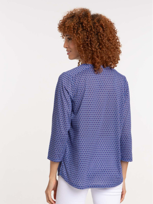 Blouse cobalt imprimé graphique femme Blouse cobalt imprimé graphique femme