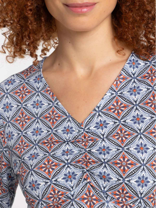 T-shirt imprimé bleu denim femme