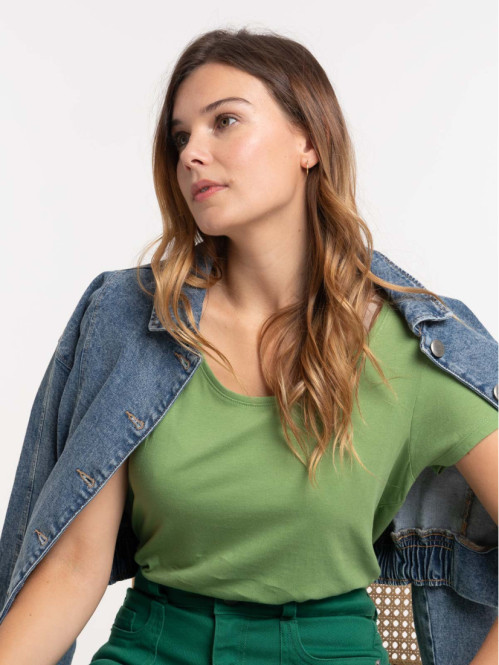 T-shirt col rond cactus femme