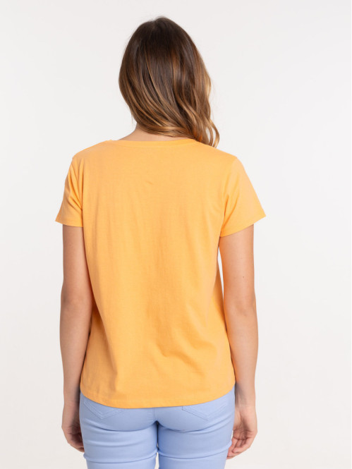 T-shirt orange col rond femme T-shirt orange col rond femme