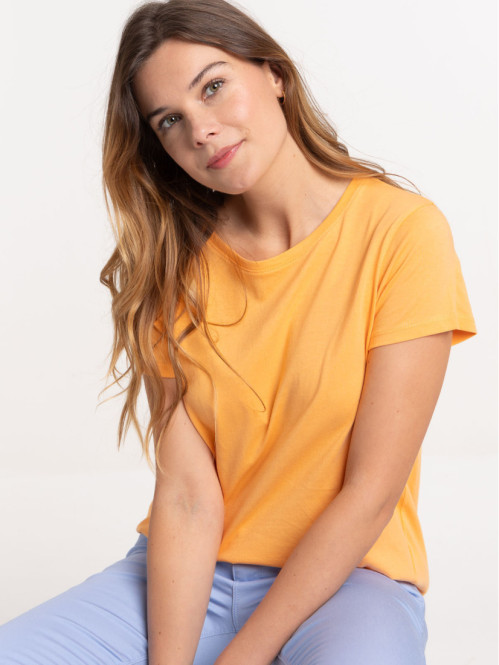 T-shirt orange col rond femme T-shirt orange col rond femme