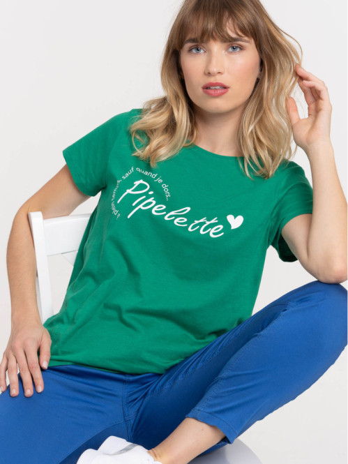 T-shirt message pipelette femme