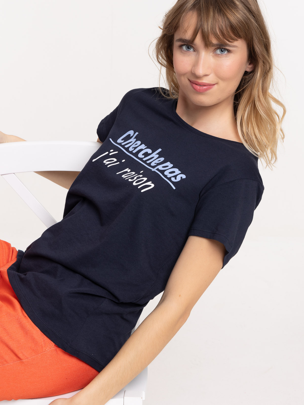 T-shirt message marine navy femme T-shirt message marine navy femme
