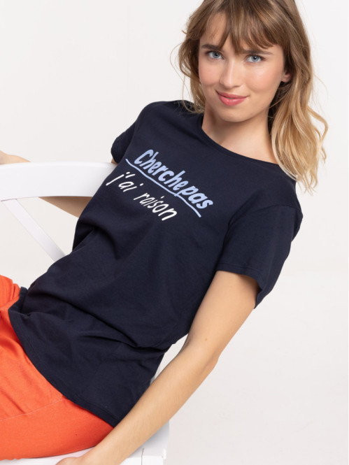 T-shirt message marine navy femme T-shirt message marine navy femme