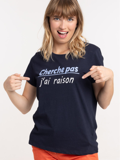 T-shirt message marine navy femme