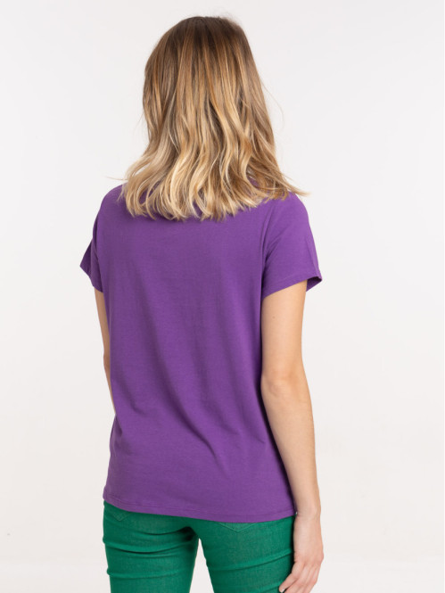 T-shirt message pur violet femme
