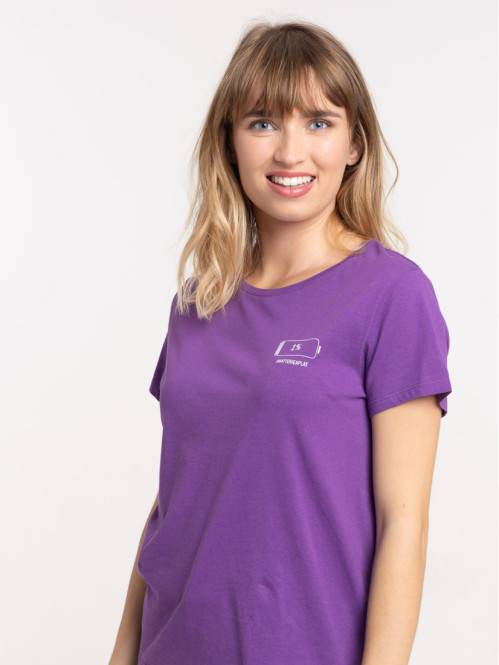 T-shirt message pur violet femme