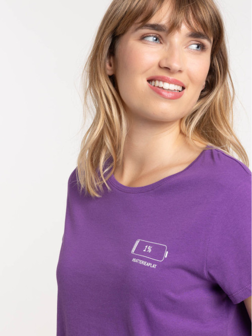 T-shirt message pur violet femme