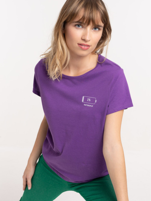 T-shirt message pur violet femme