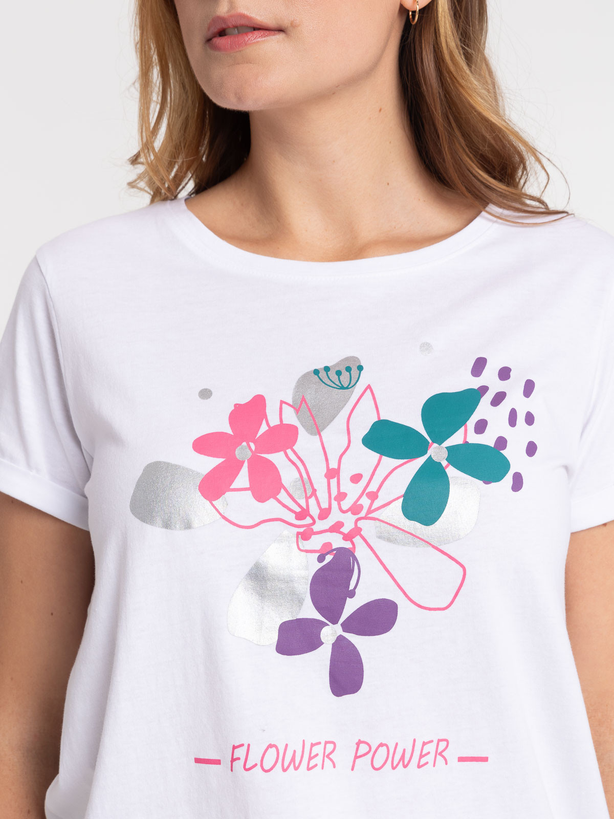 T-shirt fleuri blanc femme T-shirt fleuri blanc femme