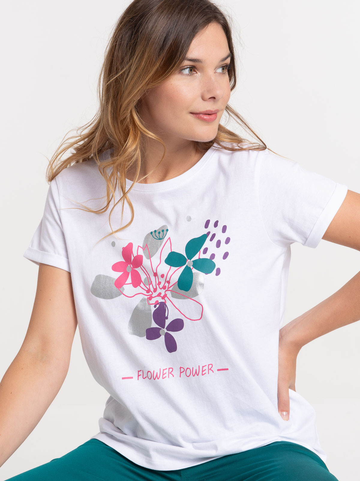 T-shirt fleuri blanc femme T-shirt fleuri blanc femme