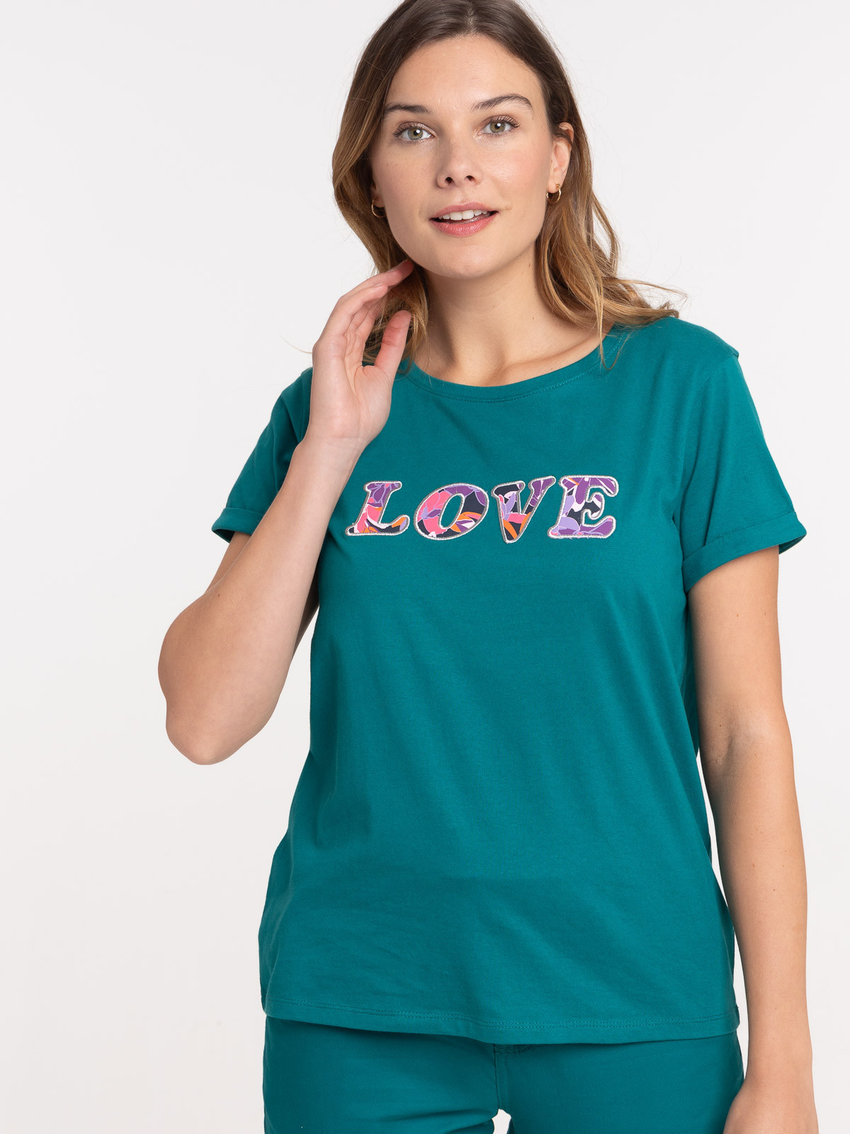 T-shirt love emeraude femme
