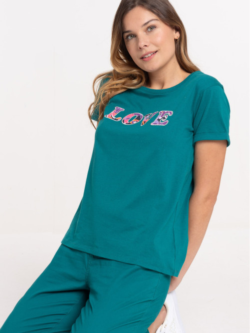 T-shirt love emeraude femme