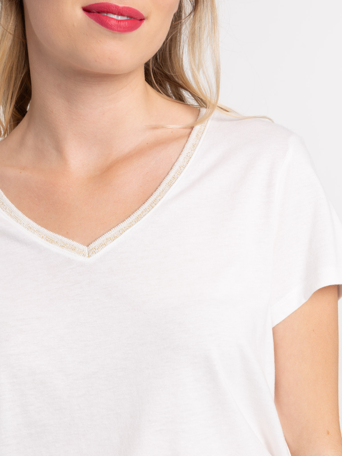 T-shirt col V écru femme T-shirt col V écru femme