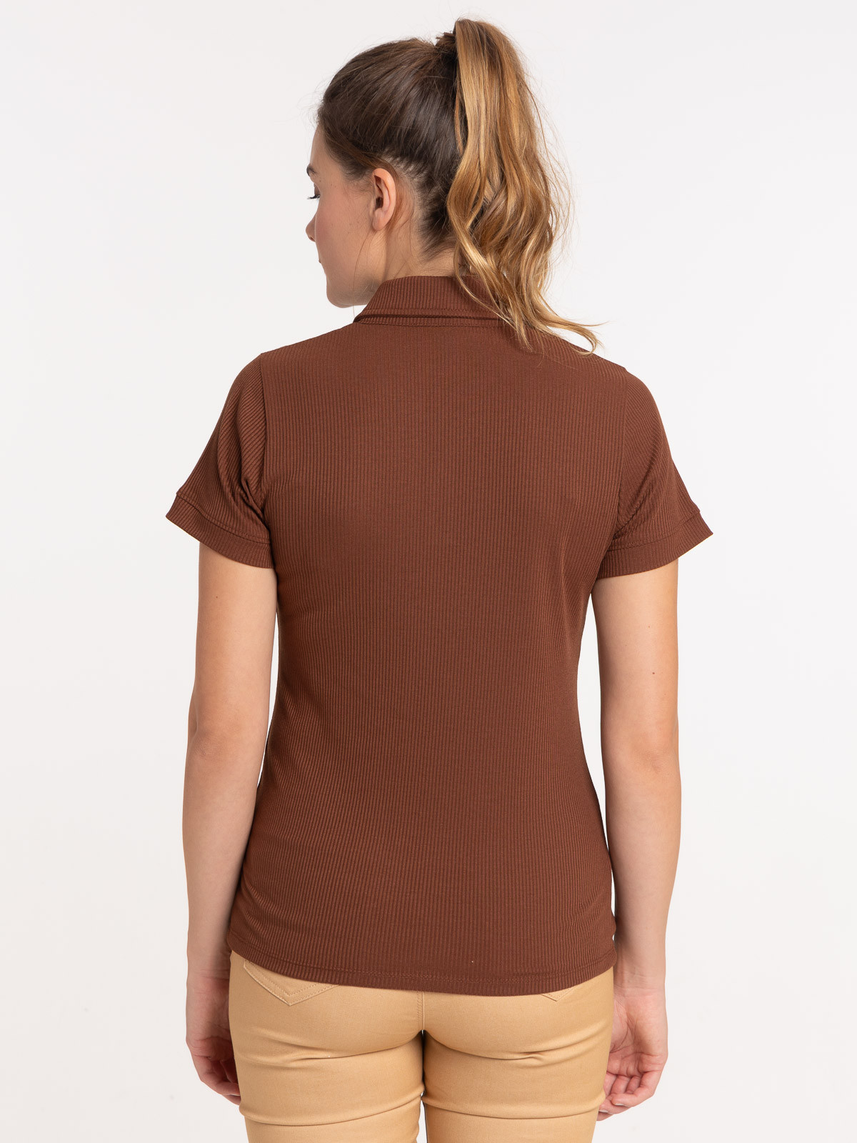 Polo côtelé brunette femme