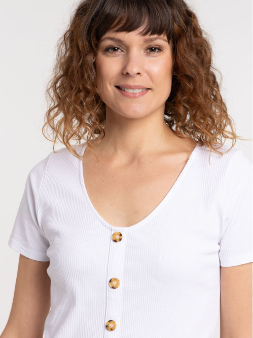 T-shirt boutons blanc femme T-shirt boutons blanc femme