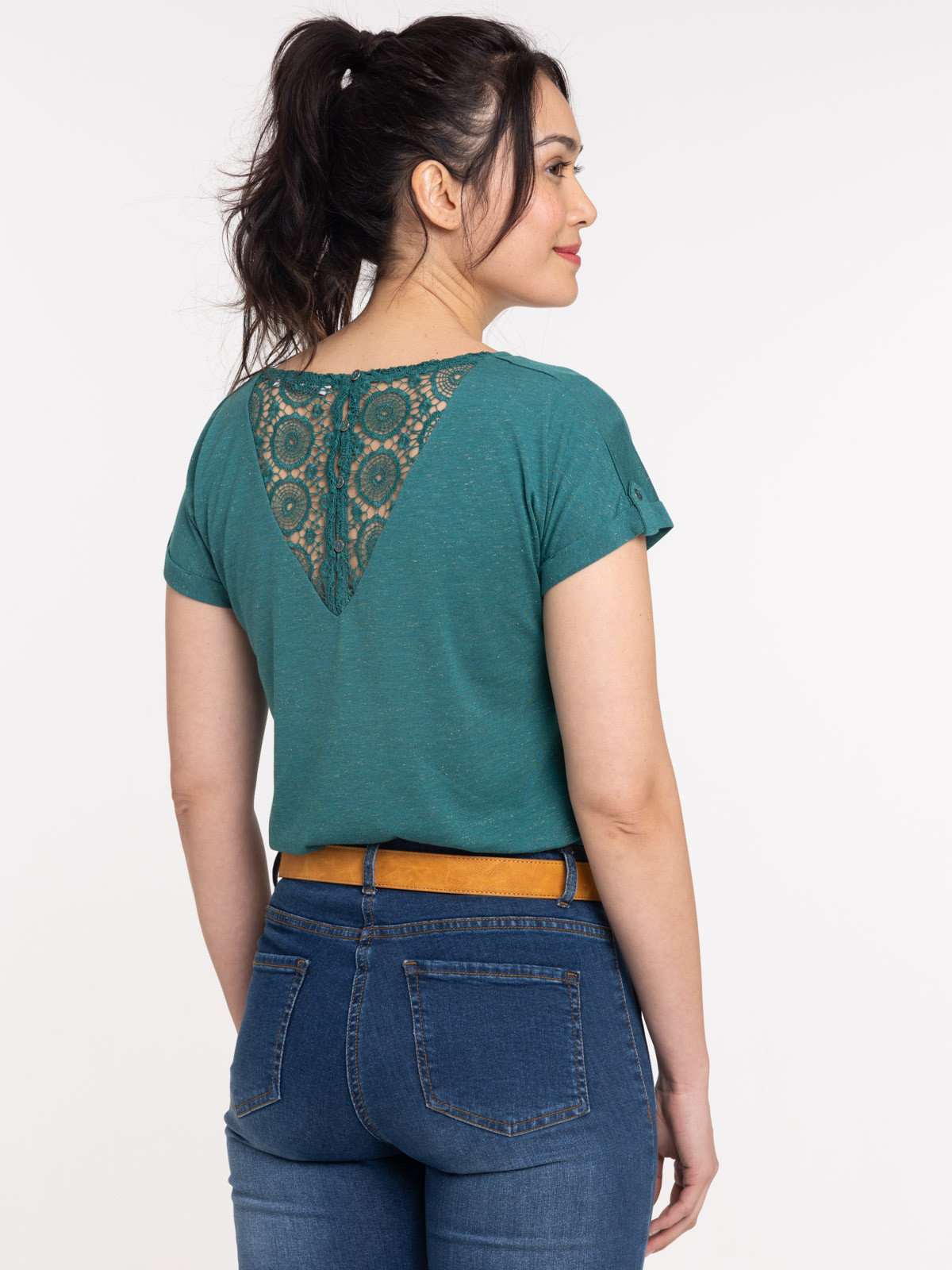 T-shirt femme dentelle macramé dos