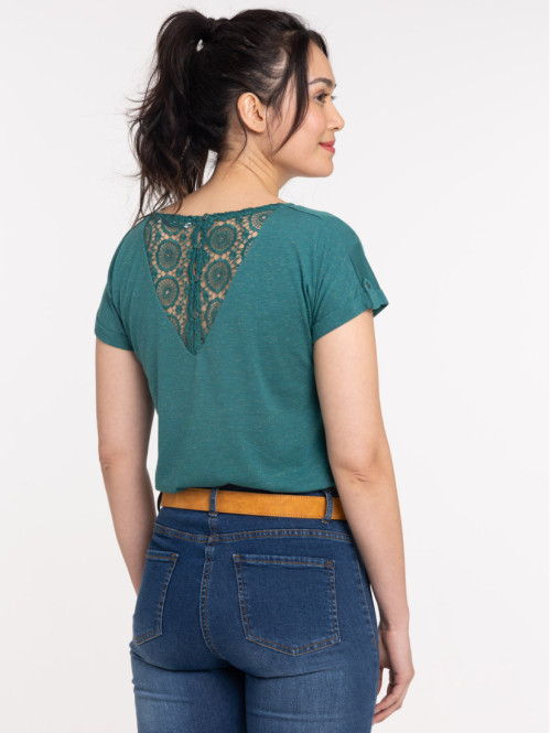 T-shirt femme dentelle macramé dos