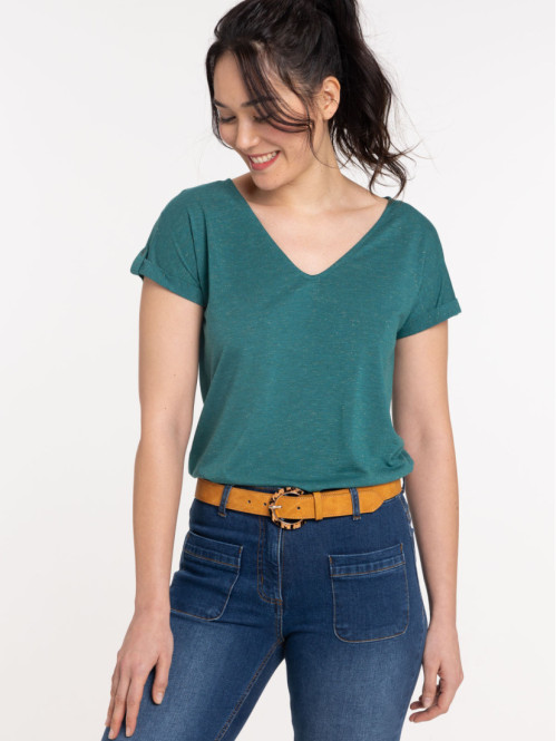 T-shirt femme dentelle macramé dos