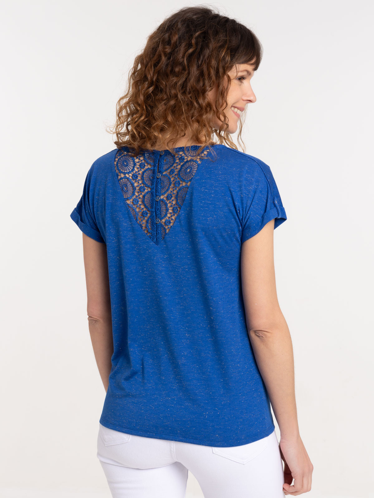 T-shirt dentelle macramé dos femme