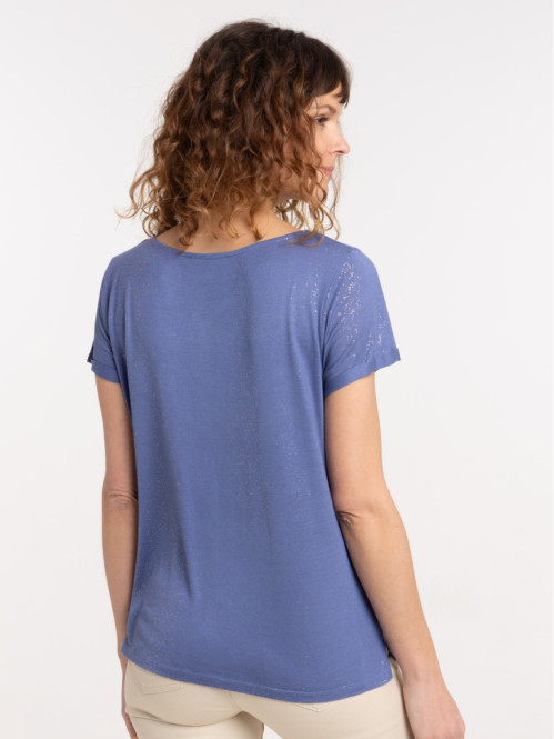 T-shirt bleu de fés pailleté femme