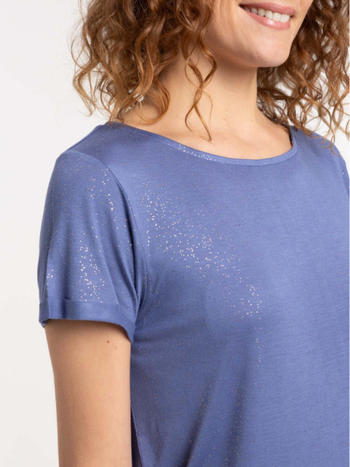 T-shirt bleu de fés pailleté femme