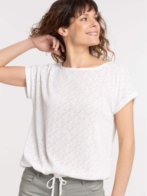 T-shirt écru maille tricot femme
