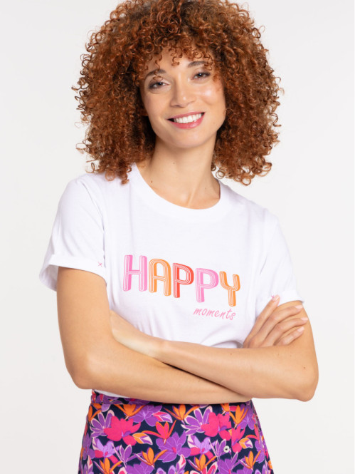 T-shirt message happy moment femme T-shirt message happy moment femme