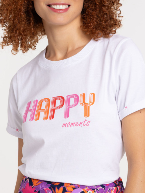 T-shirt message happy moment femme T-shirt message happy moment femme