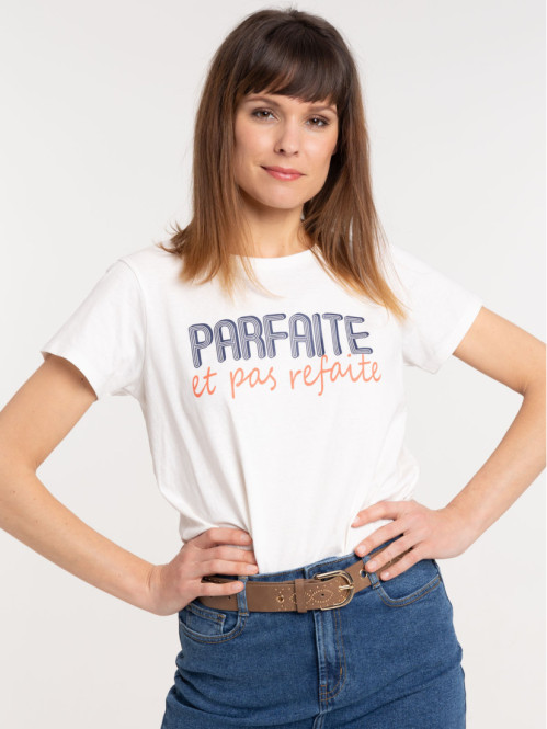 T-shirt écru message femme