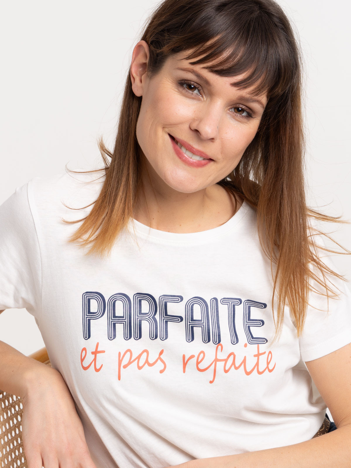 T-shirt écru message femme
