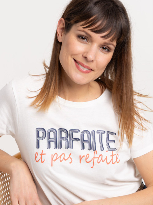 T-shirt écru message femme