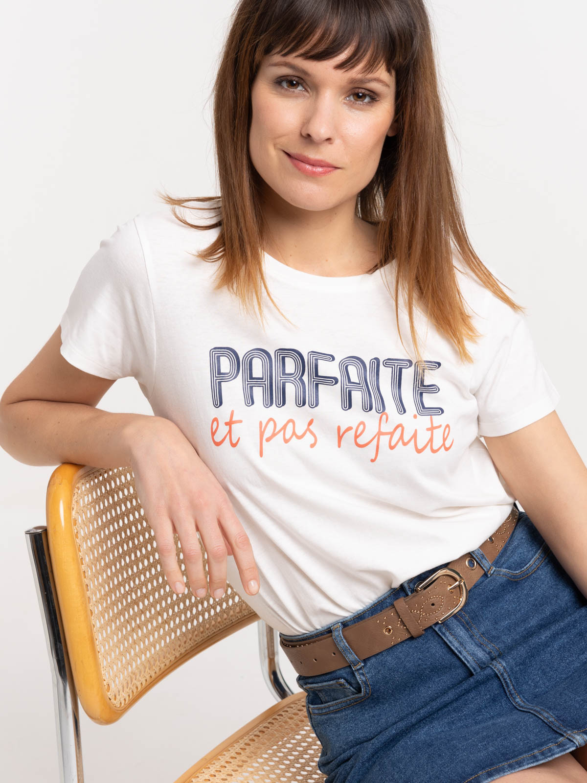 T-shirt écru message femme
