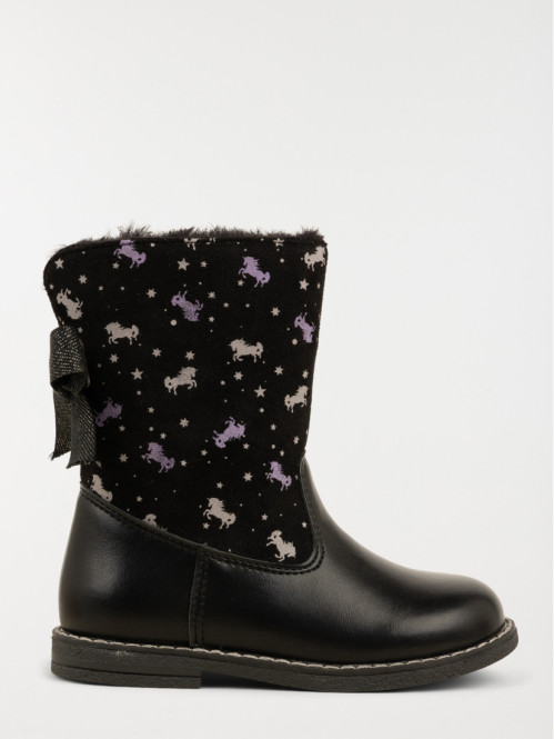 Bottines noires licorne fille (24-30)
