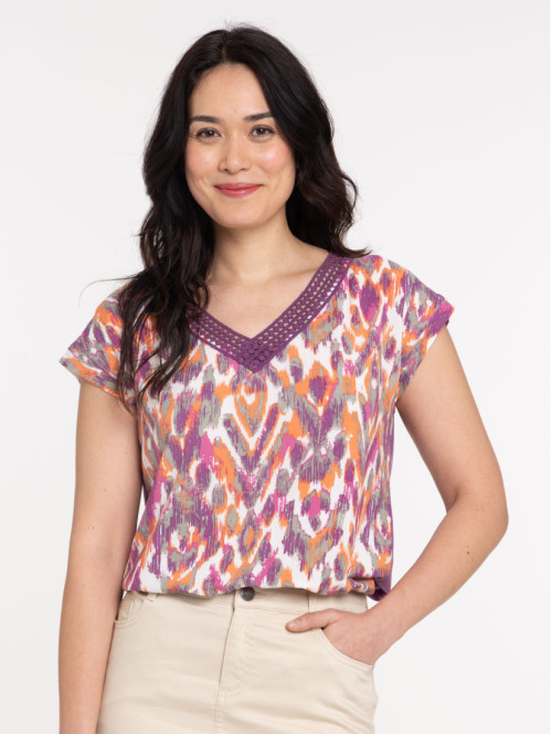 T-shirt imprimé ethnique femme