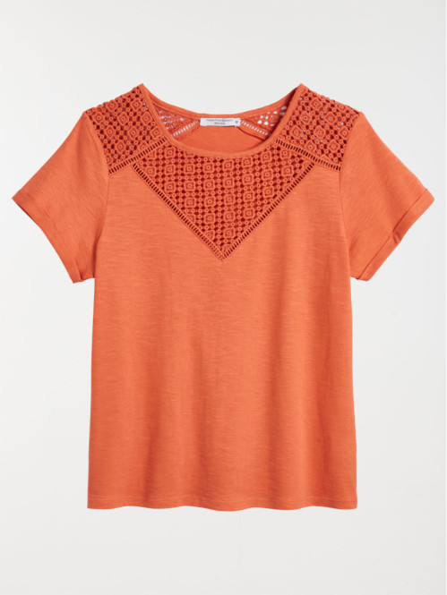 T-shirt en coton coloris épices femme